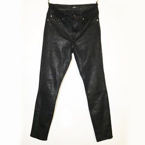 Seven For All Mankind Black Shiny Coated Jegging Stretch Skinny Fit Jean 24